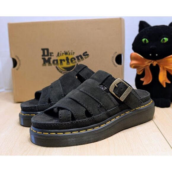 Dr. Martens Unisex Maxxy Slide Buttersoft Black Suede Leather Sandals UK5 NIB - Picture 4 of 13